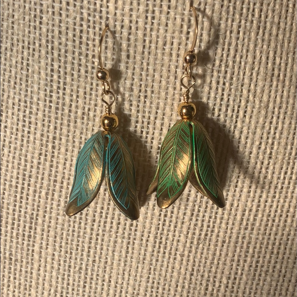 14K gp. Bell flower. 14k go ball and ear wire.Handmade - Picture 5 of 6